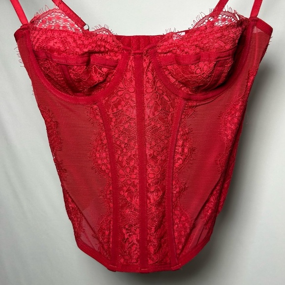 Urban Outfitters Out From Under Modern Love Corset Top Sz Small Red - Picture 6 of 10